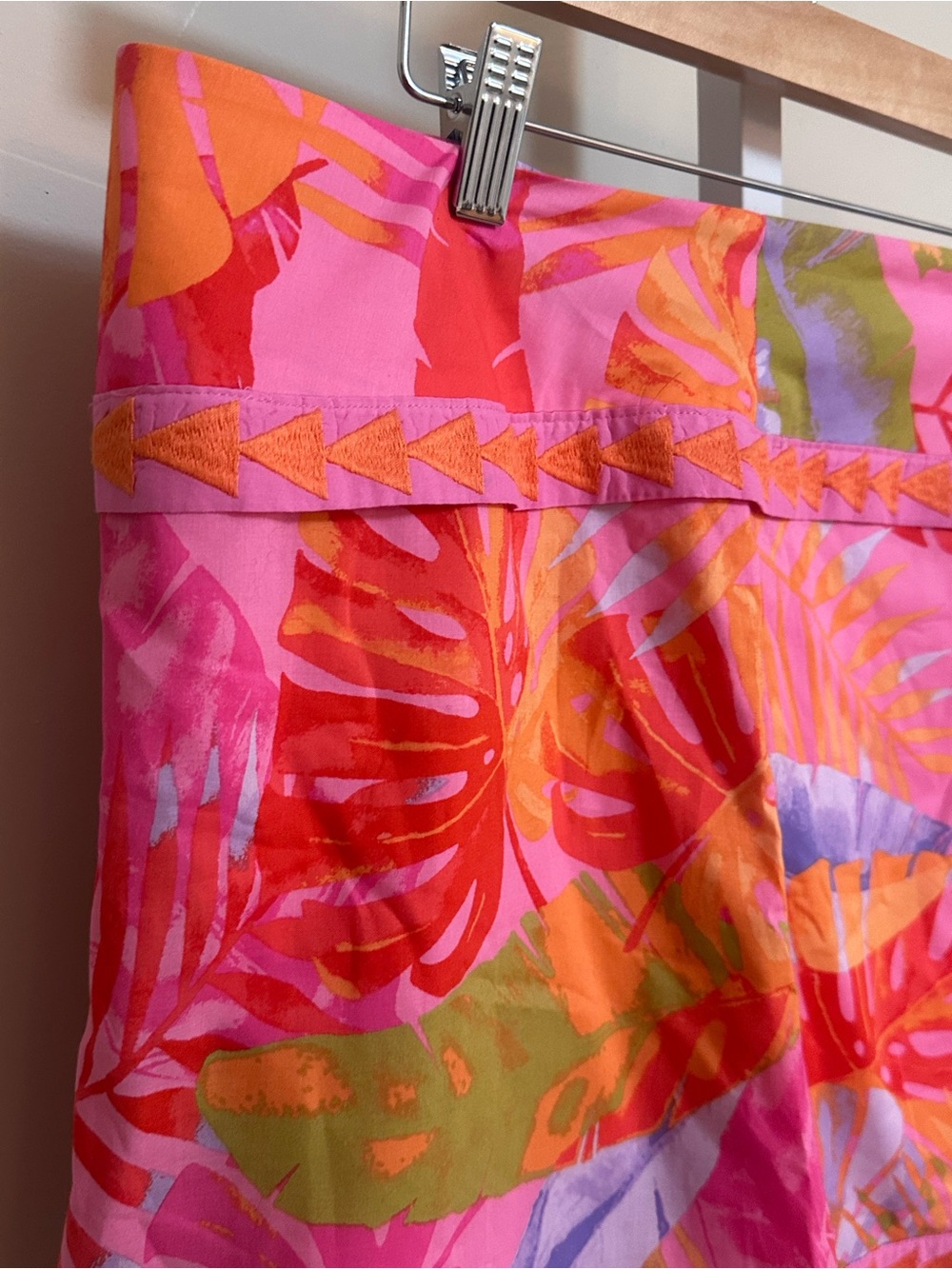 J.Marie XL Tropical Floral Embroidered Mini Skort Pink Orange Resort - Picture 3 of 5